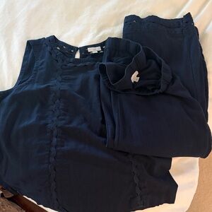 J. Jill matching Navy Sleeveless Top and wide leg Pants Set